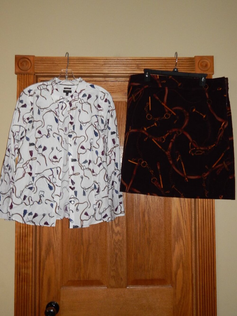 TALBOTS Women's Size 16 Corduroy Skirt & 16P Top Equestrian Horse Set Bit Bridle